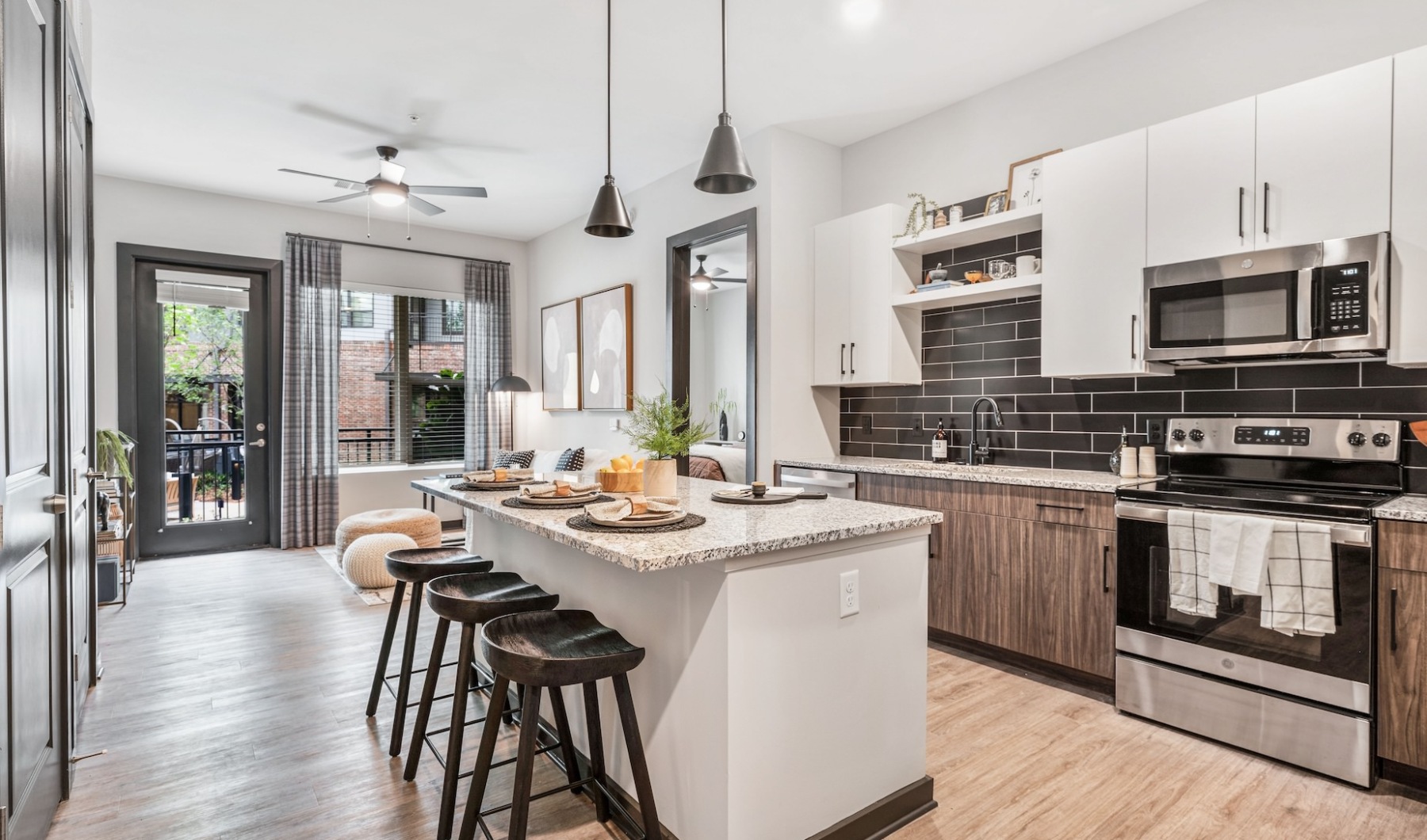 Modern flooring throughout apartment homes at Vibe at Echo Street West